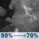 Tonight: Showers and thunderstorms between 8pm and 4am. Mostly cloudy. Low around 58, with temperatures rising to around 61 overnight. Southwest wind 2 to 8 mph. Chance of precipitation is 90%. New rainfall amounts between a quarter and half of an inch possible. Tonight: Showers And Thunderstorms