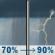 Friday: Rain showers likely and patchy fog between 7am and 1pm, then showers and thunderstorms. Cloudy, with a high near 69. East wind 1 to 8 mph, with gusts as high as 18 mph. Chance of precipitation is 90%. New rainfall amounts between a quarter and half of an inch possible. Friday: Showers And Thunderstorms